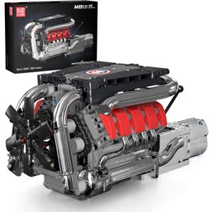 Mould King V8 Model Engine Kit for Adults, V8 Engine Building Sets, Mini Engine Toys Scale with Motor, STEM Project Building Kits, DIY Collectible Blocks for Boys (1169 Pieces) 10203