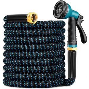 Expandable Garden Hose 100ft with 10 Function Nozzle, 2026 No Kink Water Hose 100 ft, Leak-proof Sturdy Brass Fittings, Durable 3750D Fabric, Lightweight, Flexible for Outdoor Watering, Car Washing
