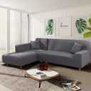 NAISI Sectional Couch Cover L Shape 2 Pieces Sofa Cover Soft Stretch Slipcovers with 2pcs Pillowcases Furniture Protector Couch Covers 3 Seater + 3 Seater(Light Grey)