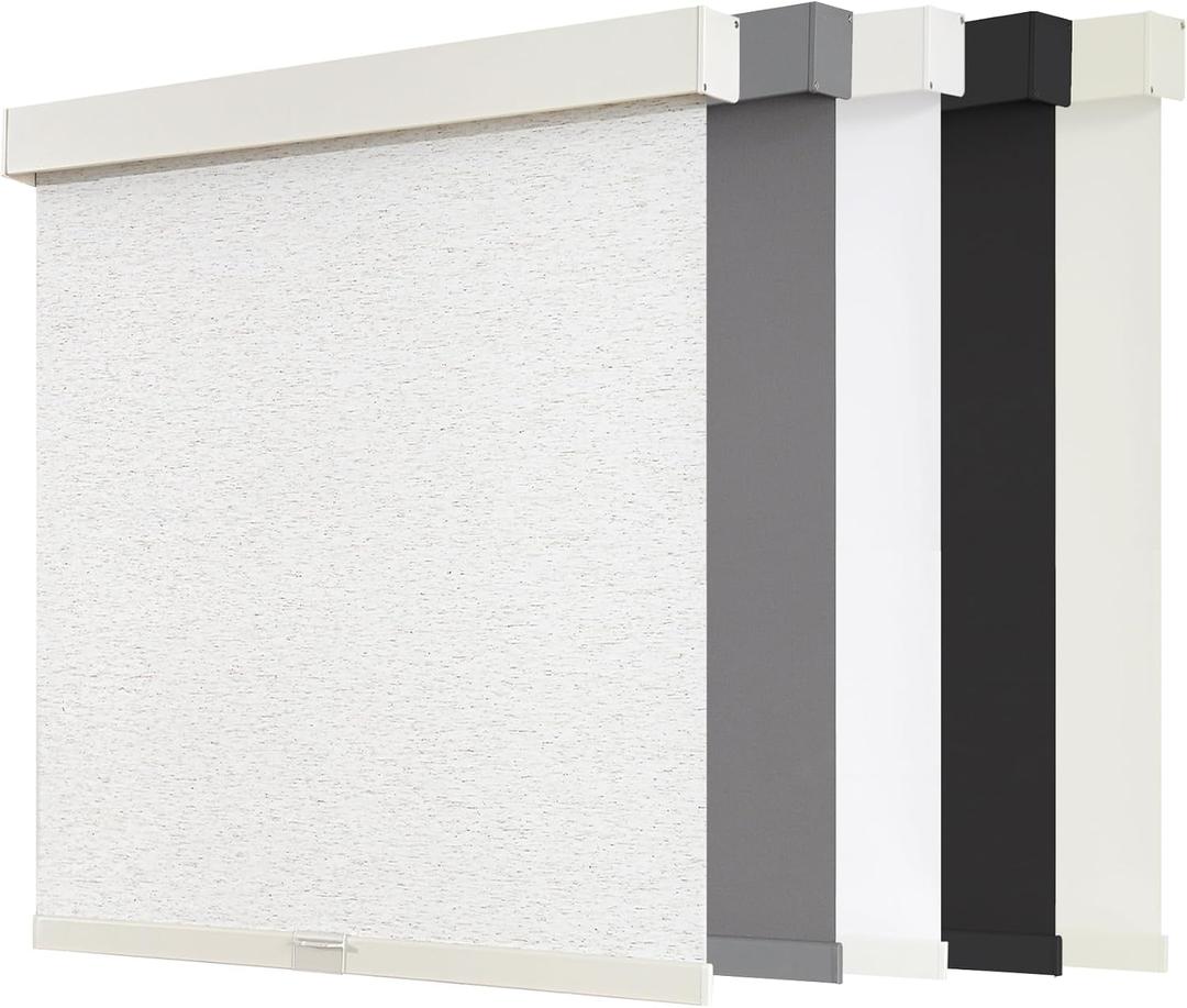 AOSKY Blackout Roller Shades Cordless Blinds for Windows, Free-Stop Shades with Valance, Thermal Insulated Fabric, UV Protection, Blinds for Home and Office (36.5" W x 72" H, Linen Beige