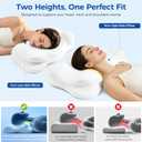 Melow Sleep Pillow, Memory Cloud Pillow, Ergonomic Pillows for Neck Pain Relief with Breathable Pillowcase, 3 Sleep Zones, 2 Types of Neck Support, Suitable for Back/Side/Stomach Sleeping.