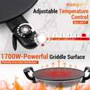 18.5” Electric Injera Maker, Mitad for Ethiopian Injera, Pancake Teff Maker, Electric Griddle with Lid, Non-Stick Surface, Easy to Clean, Adjustable Mechanical Knob Control, Even Heating