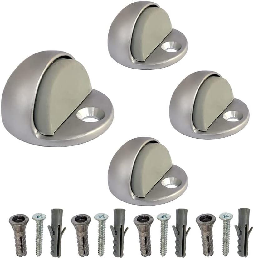 QCAA Low Dome Floor Door Stop, H 25.4 x Diameter 44.5mm, Zinc Die Cast, Satin Nickel, Made in Taiwan, 4 Pack