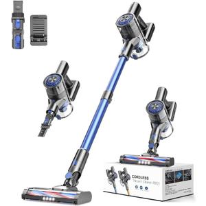 MBTTODF Cordless Vacuum Cleaner, Stick Vacuum Cordless Rechargeable with Power Suction, Up to 40-Min Runtime, Lightweight Vacuum Cleaners for Home, Hardwood Floor,Pet Hair,Carpets,Tile(Blue)