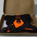PHOEPET No Pull Dog Harness Medium Reflective Front Clip Vest with Handle,Adjustable 2 Metal Rings 3 Buckles,[Easy to Put on & Take Off](M, Orange)