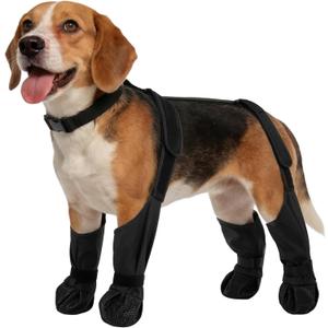 Waterproof Dog Boots for Small Dogs, Anti-Slip & Fall Dog Suspender Boots Adjustable Pet Shoes Paw Protector, All-Weather Outdoor Dogs Booties for Winter Snow Rain Hiking, Black S