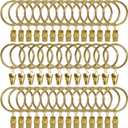 40 Pack Metal Curtain Rings with Clips, Drapery Clips Hooks, Decorative Curtain Rod Clips 1.5 in Interior Diameter, Gold