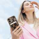 KANGHAR Compatible with iPhone 17 Case 2025, Wallet Silicone Checkered Cute Pattern, Card Holder Camera Protection Soft Slim Shockproof Edge Cover for Girls Women -Brown