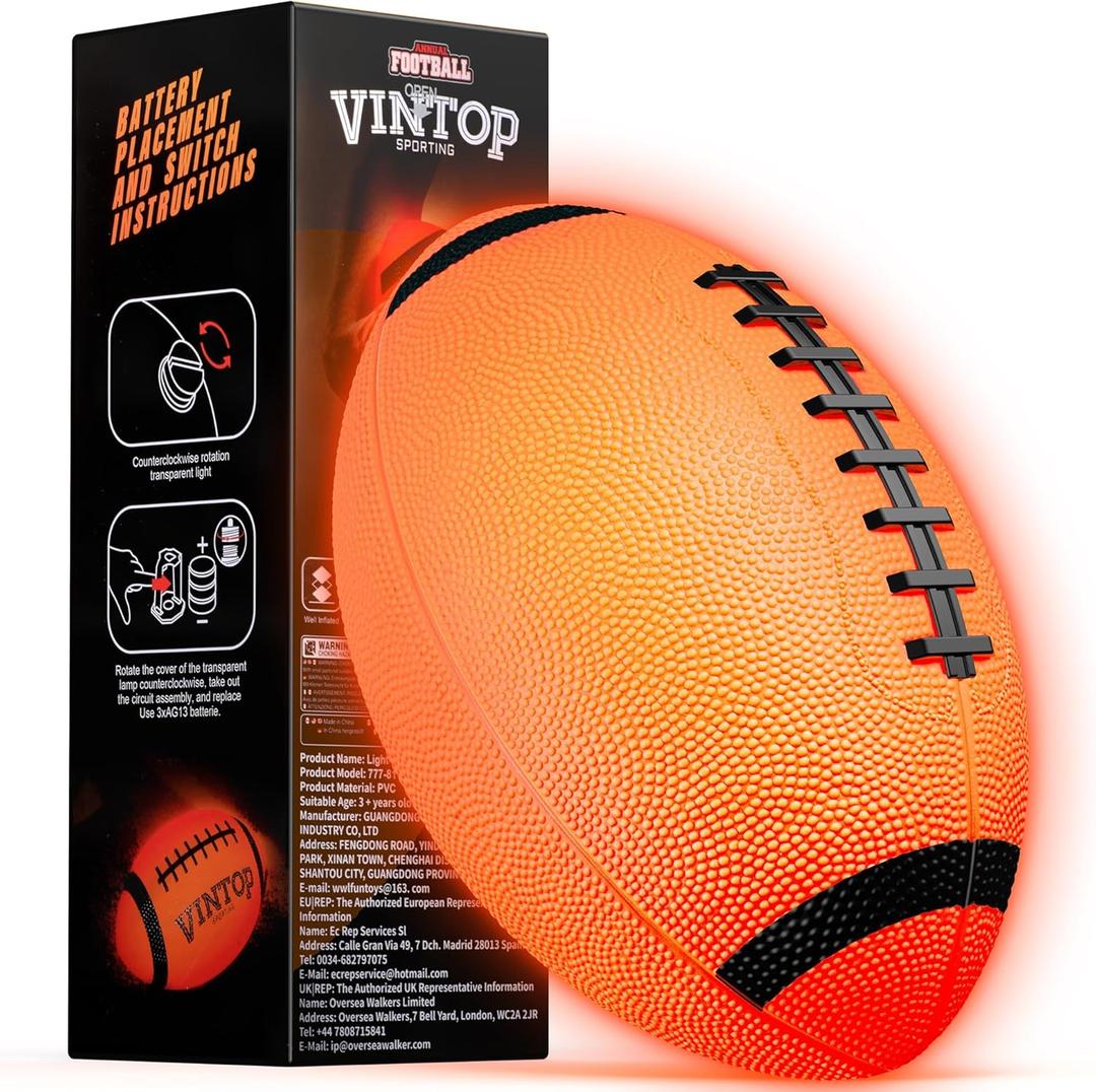 Glow in The Dark Football for Kids Boys Ages 8-12 15, Light Up LED Football Toys with Pump for Indoor/Outdoor Game, Fun Gift for Teens Christmas Birthday, Holiday Stuff Party Favor Supplie