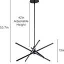 Y'INSP Black LED Chandeliers for Dining Room, 4-Lights Modern Pendant Light Fixture LED Embedded Hanging Lighting Fixtures for Kitchen Island Bedroom Living Room, 27.55inch