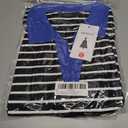 ZESICA Womens Striped Long Sleeve Tops Oversized Sweatshirt V Neck Loose Fit Tunic Tops Spring Casual Blouses (Black, S)