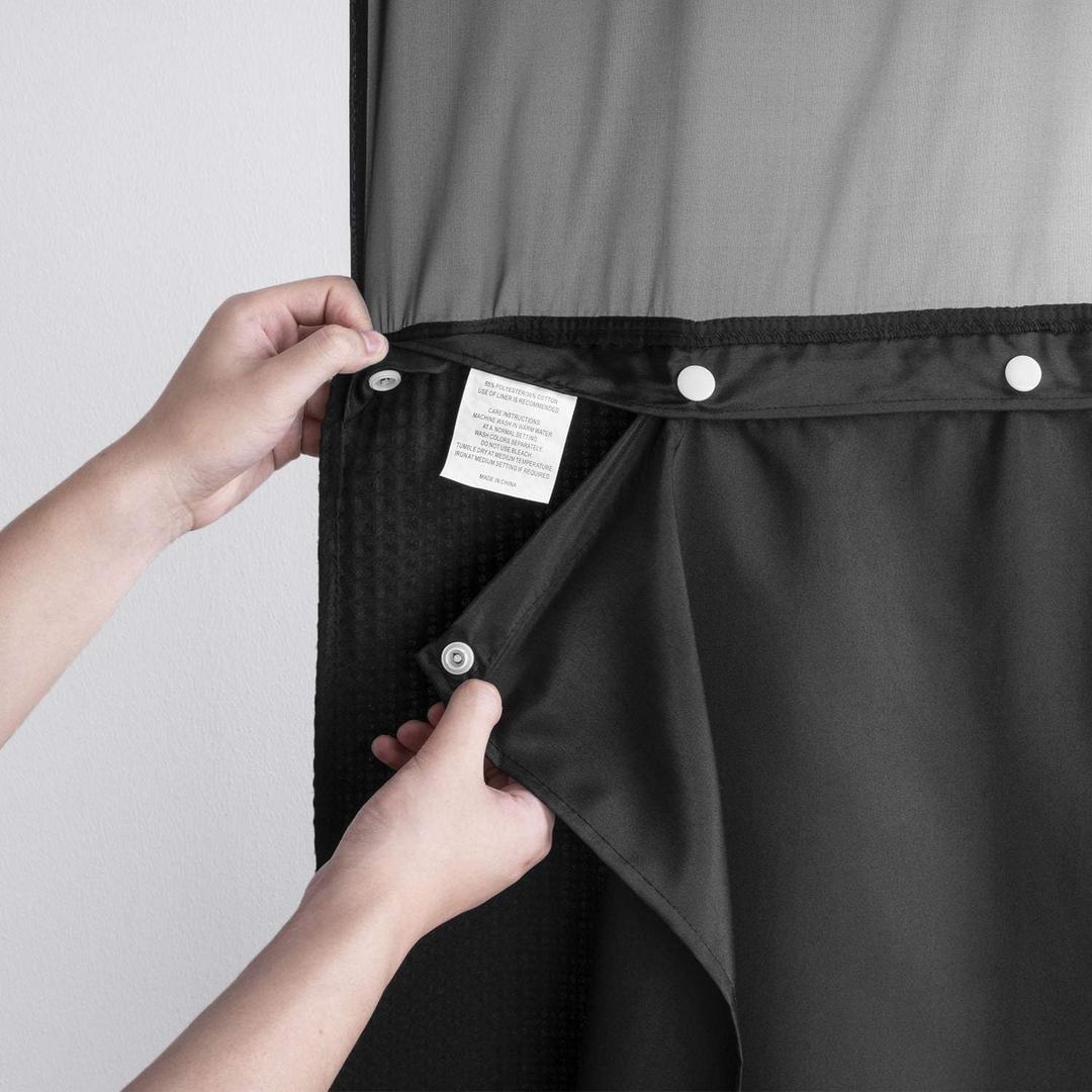 Barossa Design Fabric Snap-in Liner 70" W x 54" H - Hotel Style Removable Replacement Inner Liner, Machine Washable & Water Repellent - Black, 70x54