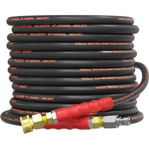 5/16" Pressure Washer Hose 50 FT, Hot and Cold Water Power Washer Hose Max 140F, Commercial Industrial Grade Steel Wire Braided Kink Proof Extension Hose with 3/8 Quick Connect 4500 PSI