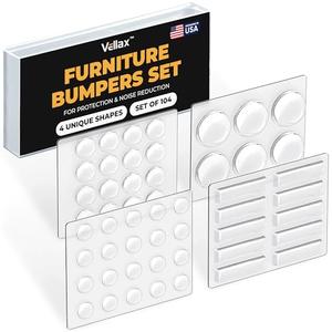 104 Clear Cabinet Bumper Pads – Self-Adhesive Silicone Buffer Set with 4 Shapes for Doors, Drawers & Furniture – Sound Dampening & Surface Protection