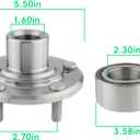 Pair of Front Wheel Hub Bearing Assy for Honda Accord 2008-2012, Crosstour 2010-2015, Accord Crosstour 2010-2011, Acura TSX 2009-2014, Replace OEM Part# 44300TA0A62, 44600TA0A00, 510095