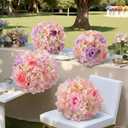Suncalla 4 Pcs Artificial Floral Bouquet with Ribbons Hydrangea Flowers Balls 9.45in Pink Purple Hanging Kissing Flower Balls for Wedding DIY Bouquets Receptions Centerpieces Birthdays Party Backdrop