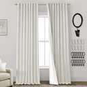 PANELSBURG 92 Inch Long Blackout Curtains 2 Panels Set,Linen Back Tab Pleated Room Darkening Curtains for Bedroom Living Room,Cream Ivory