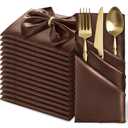 MILVOWOC 24 Pack Square Chocolate Brown Satin Napkins 20 x 20 Inch Soft Silk Dinner Napkins Smooth Decorative Table Napkins, Silky Cloth Napkins for Weddings Dinner Restaurant Party Decoration