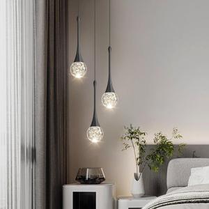 cenzoz 3-Lights Modern Pendant Lights for Kitchen Island LED Dimmable Crystal Glam Ceiling Pendant Lighting Chandelier for Dining Room Hallway Bedroom Corner Lamp Black, 3 Lights Rectangular