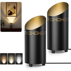 2 Pack Uplights Indoor Floor Can Lights, 3000K/4000K/6000K Spotlight Indoor with GU10 Bulbs, Uplighting Spotlights with Foot Switch for Living Room Corner Sofa House Plant Wall Artwork Decor