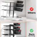 MUDEELA 8-Tier Pots and Pans Organizer under Cabinet, 15.83" Height Heavy Duty Pot Pan Organizer Kitchen Cabinet Organization and Storage, Adjustable Pot Rack for Frying Pan, Cast Iron Skillet, Black