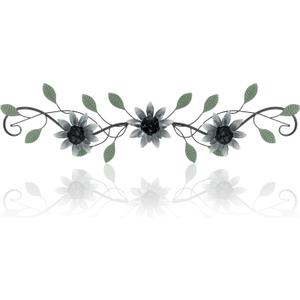KHJCXS Metal Wall Art Modern Minimalist Metal Flowers Indoor Decor Horizontal Wall Art Iron Artwork,for Over Door,Bedroom,Living Room,Kitchen,Officel Scroll Decor(Black)