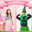 Marspark 120 Pcs Pink and Green Party Bags, Double-sided Princess & Witch Theme Pink Bow Green Witch Hat 6.5 x 9.8 Inch Gift Candy Treat Goodie Bags for Magical Birthday, Baby Shower, and Party Favors