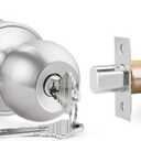Keyed Entry Door Knob and Single Cylinder Deadbolt Combination Set in Satin Nickel, Exterior Door Knob with Deadbolt, Keyed Alike Door Lock Sets Deadbolt Combo