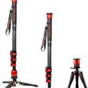 IFOOTAGE Monopod Cobra 3 C180F-P, 71" Monopod for Camera Carbon Fiber Travel Monopod with Feet, 1/4'' & 3/8'' Quick Release Compatible with Sony Canon Nikon DSLR Camera, Payload 17.6Lb