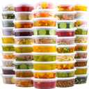 50 Set 8 oz Deli Containers with Lids, Leak-Proof BPA Free Plastic Take Out Bowls, Food Storage Containers for Takeout Meal Prep Storage, Freezer, Microwave & Dishwasher Safe