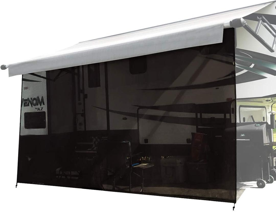 Shadeidea RV Awning Sun Shade Screen - 9' X 15' 5'' (Fit for 16' Awning)- Black Mesh Sunshade Motorhome Camping Trailer Awning Screenshade UV Sunblocker Canopy Sunscreen 