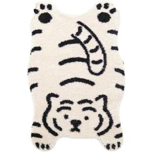 Cute Bath Mat Kawaii Animal Tiger Rug Water Absorption Non Slip Mat Soft Machine Wash Rug Mat for Bedroom Bathroom Toilet Floors Kitchen 24x35 (White)