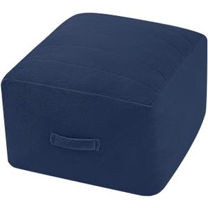 MeMoreCool Square Stuffed Pouf Ottoman Foot Rest, Floor Pouf Foot Stool with Foam Chunk Filling, Soft Stuffed Ottoman Footrest for Living Room, Navy