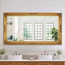 Large Decorative Mirror, 53"x29.5"Traditional Antique Baroque Mirror, Vintage Gold Decor for Living Room, Fireplace, Entryway, Horizontal/Vertical