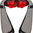 Blue Elf Shiatsu Electric Neck Back Massager Pillow 3D Kneading with Heat for Shoulder, Lower Back, Foot, Leg Muscles Pain Relief Relax in Car Office and Home (Gray)