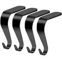 Palonu Christmas Stocking Holders Mantel Stcoking Hangers Metal Hanging Hooks Ornament Hooks Fireplace Hanger Grip for Christmas Decorations (4, Black)