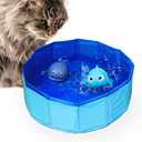 WALLFID Cat Pool Toys with Fish,Cat Water Toy,Portable Cat Splash Play Pool,Kitty Pool with Interactive Fish Toys,Interactive Toys for Bored Indoor Cats