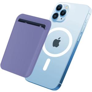 Magnetic Card Wallet Holder with MagSafe for iPhone 15 Pro Max/ 15 Pro/ 15 Plus/ 15, for iPhone 14 Pro Max/ 14 Plus/ 14 Pro/ 14, for iPhone 13 Pro Max/ 13 Pro/ 13/ 13 Mini, for iPhone 12/ 12 Pro/ 12 Max, Purple