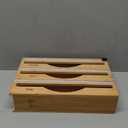 PLUMEQUICK 3 in 1 Wrap Organizer with Cutter and Labels, Plastic Wrap, Aluminum Foil and Wax Bamboo Dispenser for Kitchen Storage Organization Holder