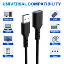 3 Pack USB 3.0 Extension Cable 15 Feet, USB A Male to Female Extender Cord, 5Gbps Data Transfer for Webcam, Printer, Keyboard, Mouse, Flash Drive, Hard Drive, Controller, Black Cable with 5 Cable Ties