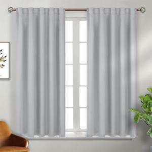 BGment Rod Pocket and Back Tab Blackout Curtains for Bedroom - Thermal Insulated Room Darkening Curtains for Living Room, 2 Window Curtain Panels (42 x 45 Inch, Light Grey)