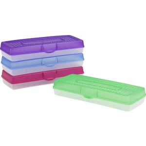 Storex Stretch Pencil Box, 5.6 x 13.4 x 2.52 Inches, Assorted Colors, Color Assortment Will Vary, Case of 12 (61620A12C)