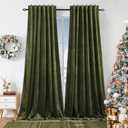 Dchola Olive Green Velvet Curtains for Bedroom Window with Back Tab, Super Soft Vintage Luxury Heavy Drapes, Room Darkening Thermal Insulated Curtain for Living Room, W52 by L84 inches, 2 Panels (52"W x 84"L (Pack of 2), Olivegreen)