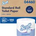 Scott Professional Standard Roll Toilet Paper, Bulk (04460), 2-Ply, Elevated Design, White, Individually Wrapped (80 Rolls of 550 Sheets, 44,000 Sheet Total)