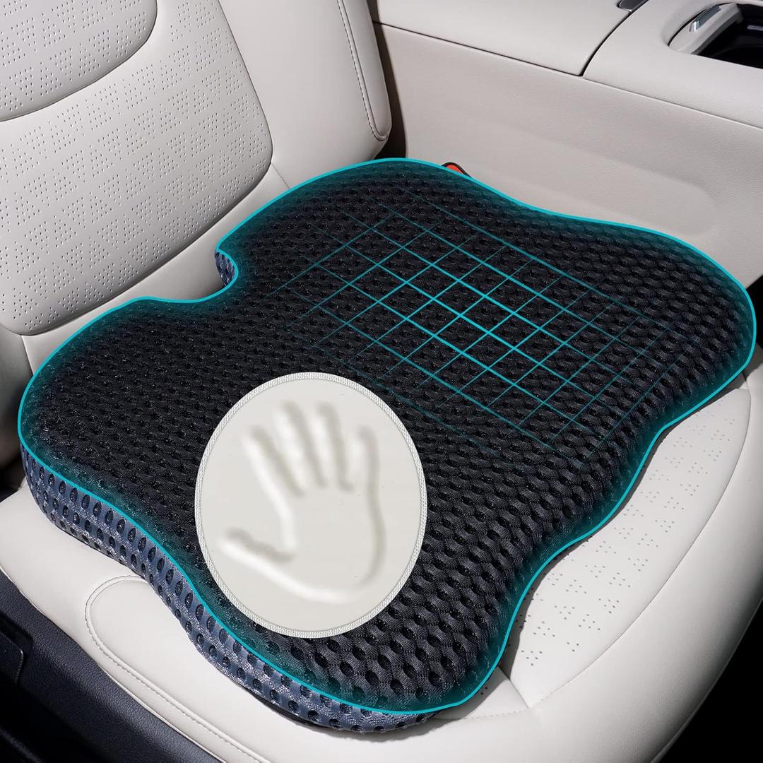 GSPSCN Car Seat Cushion Pad Memory Foam Heightening Wedge, Driver Seat Cushion Pillow to Relief Sciatica & Back Coccyx Tailbone Pain in Office Chairs,Car Seat, Wheelchair, Computer Desk Chair