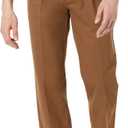 Amazon Essentials Men's Classic-Fit Wrinkle-Resistant Pleated Chino Pant, (36W x 32L, Dark Khaki Brown)