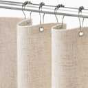 Linen Shower Curtain Beige, Fabric Boho Farmhouse Shower Curtains for Bathroom Cream Cotton Natural Cloth Liner Set 72" W x 84" L