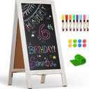4 THOUGHT A-Frame Double-Sided Magnetic Chalkboard 40"x20", Rustic White
Solid Pine Wood, Freestanding Sandwich Board, For Business, Restaurants, Cafes, Weddings, 8 Liquid Markers, 8 Magnets, 1 Rag