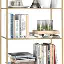 5 Tier Bookshelf, Metal Book Shelf for Storage, Tall Storage Display Bookcase, Modern Open Book Case for Bedroom, Living Room, Glass Office Organization Shelf, 66.3" X 26" X 13"