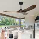 42 Inch Outdoor Ceiling Fans without Lights, Smart Wood Ceiling Fan no Light with Remote Control & Alexa/Google, Outdoor Fan for Patios Farmhouse 3 Blades High CFM Ceiling Fans Bronze